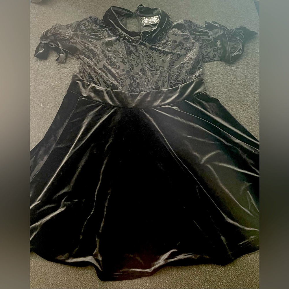 Killstar Miss Furfur Black Brocade & Velvet Mini Dress Sz 3x